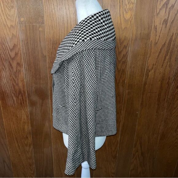 Cynthia Steffe Houndstooth Blazer 1 Button Wide Half Circle Collar Blk/Wht Y2K 8 - Picture 3 of 10